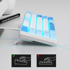 MageGee Portable 60% Mechanical Gaming Keyboard, MK-Box LED Backlit Compact 68 Keys Mini Wired Office Keyboard with Blue Switch for Windows Laptop PC Mac - Blue/White