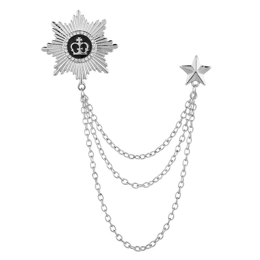SYGA Men's & Women Suit Shirt Stud Lapel Pin Chain Tassel Brooch Pin with Crystal Chain(Silver)