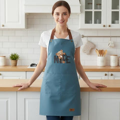 MOMISY Kitchen Apron – Adjustable Cooking Apron with Straps & Front Pockets (Blue)