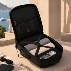 Wesley Luxur 45 Ltrs Overnighter Expandable Travel Laptop Backpack, Flight Cabin Approved Carry On with 16 inch Laptop Compartment, Anti Theft feature business/Travel/Weekender/college Charcoal Black