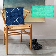 Kuber Industries Chair Pad|Chair Cushion Pad|Chair Cushion with Ties (Blue)