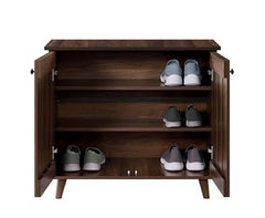 DeckUp Hazel 2-Door Shoe Rack (Walnut, Matte Finish)