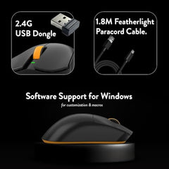 Cosmic Byte Aether Tri-Mode Wireless Gaming Mouse | 2.4GHz + Bluetooth + Wired | Pixart PAW3311 Sensor | 12000 DPI | 1000Hz Polling | 55g | 100M TTC Optical Switches | Replaceable Battery (Black)