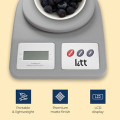 Lifelong Digital Kitchen Weighing Scale, 5kg Capacity, Grey, LCD Display with Tare Function for Kitchen, Baking, Diet, and Food Weighing