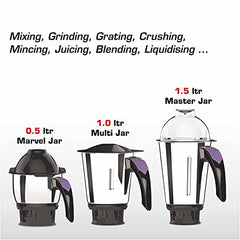 Vidiem EVA Royal 750W Mixer Grinder with 3 Jars | 750W mixer Grinder | 2 Years Product Warranty & 5 Years Motor Warranty | Red & Black