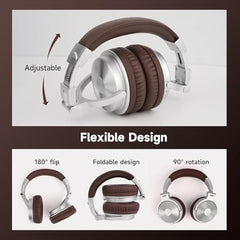 OneOdio Wireless Bluetooth Headphone, Minimum Latency for Gaming, DJ Mixing (Clear)