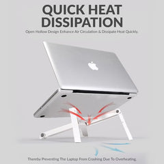 Tukzer (Imported Foldable Laptop Stand Riser for Laptop, MacBook, Notebook & Tablets up to 17 Inch, 7 Level Height Angle Adjustment, 2X Stronger M-Shape Aluminum Silicone Pads Air Ventilation-Black