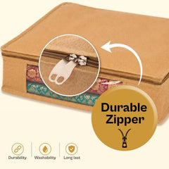 JD FRESH 6 Pcs Non Woven Saree Covers/Storage Bags with Zip Cover/Space Saving Bag with Transparent Window/Wardrobe Cupboard Organizer for Clothes/Lehengas/Bedsheets (17 X 14 x 7 Inch/Orange)