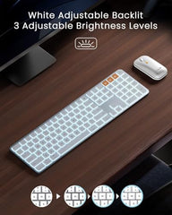 ProtoArc Backlit Bluetooth Keyboard Mouse for Mac, KM100-A Ultra Slim Wireless Keyboard Mouse for Mac, Rechargeable, Multi-Device for MacBook Pro, MacBook Air, iMac, iPhone, iPad, Space Gray