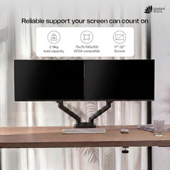 Green Soul Single Monitor Gas Spring Stand|Fits 13-32" Screen|9Kg Weight Capacity|Height Adjustable Desk Mount, VESA Plate, Grommet & C-Clamp Base|Monitor Riser for Desk|Tilt, Swivel & Rotation|Black