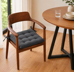 BSB HOME Chair Pad Cushion with Tie Straps,Thick Tufted Seat Cushion for Dining,Office & Wooden Chairs,Soft Comfortable Chair Seat Pad with Durable Stitching,16 x 16 Inches(41 x 41 cm)-Anthracite Grey