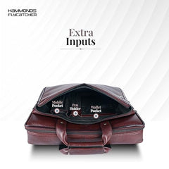 Hammonds Flycatcher Genuine Leather 15.6 Inch Laptop Office Bag for Men | 15.6” Padded Laptop Sleeve| 3 Zip Pockets| Detachable & Adjustable Strap| Pen,Wallet & Mobile Pocket |Durable|1 Year Warranty