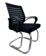 GOYALSON Visitor Chair Leather Back and Cushioned seat Chrome Base Suitable for Reception Home Conference Room Study Computer Restaurant Chair (1 Leather Back, z Black, Standard)
