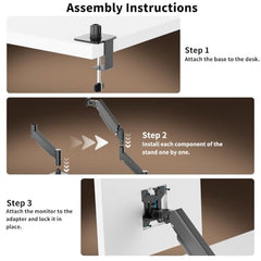 ERGOMAKER Gas Spring Single Monitor Arm for Screen up 13" to 32"