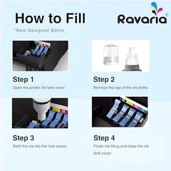Ravaria 011 & 012 Compatible Refill Ink for Epson L8180 / L8160 Printer Compatible Ink Bottle for Epson 011/012 Ink Code (70 ml x C/M/Y/BK/PB/GY) Ink Bottle (011/012 Ink Set (6 Color))