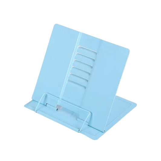 SYGA Reading Bookshelf Metal Mini Book Stand,Book Holder, Hands Free, Adjustable Cookbook,Documents Holder, Portable Bookstand for Music Books, Textbook, Recipe,Tablet, Ipad(Blue)