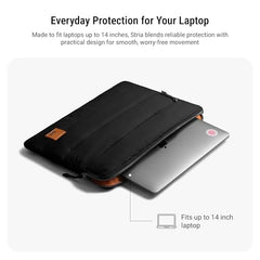 DailyObjects Large Stria Portable Laptop Sleeve | Durable Polyester |Compatible with Laptop/MacBook Air/Pro Upto 16 Inch |Lightweight Water Resistant Fabric |Padded Compartment with Zip Closure- Grey