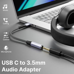 Type C to 3.5mm Audio Jack Adapter | AUX Headphone Converter with DAC