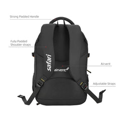 Safari Grande 43L Expandable Travel Laptop Backpack, 3 Compartments, Compression Straps, Bottle Holder, Overnighter Travel Bag For Boys And Girls, Color- Black