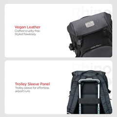 HARISSONS RHINO Laptop Backpack | 30L | Fits 15.6” Laptop | 420D PU-Coated Polyester & Vegan Leather | Office, Commute & Travel | Laptop Protection, Trolley Sleeve, Organizer (Grey)