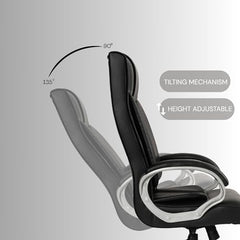 INNOWIN Profit High Back Orthopedic Boss Chair with 3 Year Limited Warranty | Leatherette Office Chair | Ergonomic Executive Chair with Spacious Cushioned Seat | Heavy Duty Metal Base | Grey