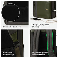 MOKOBARA Overnighter 23L Laptop Backpack 16 Inch Office Travel Green