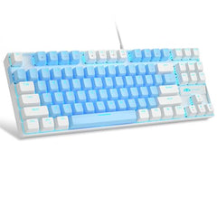 MageGee 75% Mechanical Gaming Keyboard with Brown Switch, LED White Backlit Keyboard, 87 Keys Compact TKL Wired Computer Keyboard for Windows Laptop PC Gamer - Retro Grey/White