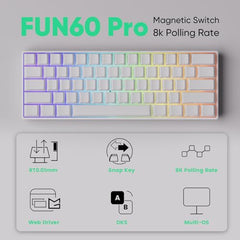 MONSGEEK FUN60 Pro Rapid Trigger Gaming Keyboard 16k Scan Rate SP Magnetic Switch HE Keyboard Wired 60% Black Shine-Through (Glare Magnetic Switch)