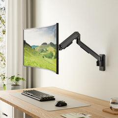 Jin Office Wall Mounted Monitor Stand For 13-32 Inch Monitors| 8Kg Weight Capacity| Spring Assisted Height Adjustment| Fully Adjustable Metal Wall Monitor Arm Mount |Tilt, Rotation and Swivel Features