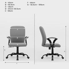 Green Soul Seoul X Office Chair, Mid Back Fabric Ergonomic Home Office Desk Chair with Comfortable & Spacious Seat, Rocking-tilt Mechanism & Heavy Duty Metal Base (Black)