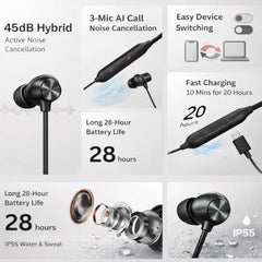 for OnePlus Wireless Z2 Neckband with Fast Charging, Bluetooth 5.2, Dynamic Bass & Crystal Clear Audio (Blue)