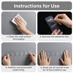 SIGNAMIO 6 Hook Shelf Adhesive Strip Wall Hanging Sticky Hook Black