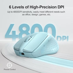 TECKNET Wireless Mouse, BT 5.0/2.4G, Rechargeable 6-DPI Silent, Grey