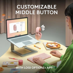 Logitech Pebble Mouse 2 M350s Slim Bluetooth Wireless Mouse, Portable, Lightweight, Customisable Button, 4000 DPI, Quiet Clicks, Easy-Switch for Windows, macOS, iPadOS, Android - Tonal Graphite