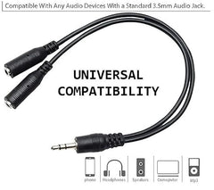 Storite 3.5mm Jack 1 Male to 2 Female Stereo Headphone Y Splitter Black