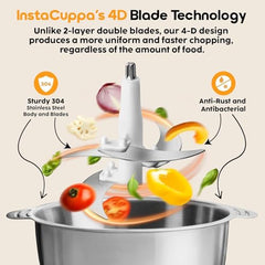 Yajunshi Electric Chopper 2L Stainless Steel | Heavy Duty Meat Grinder, Vegetable Chopper & Food Processor | Multipurpose Mixer Grinder Machine for Kitchen