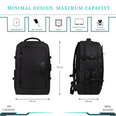 F Gear Blackhawk Black 40L Laptop Backpack, USB Port, Fits 18-inch Laptop