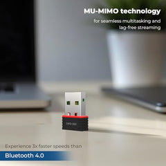 LAPCARE Bluetooth 4.2+ Dual-Band Wi-Fi USB Adapter | 650Mbps Wireless Nano Dongle | MU-MIMO Technology | Plug & Play for Windows | 2.4GHz & 5GHz Support (LWD-303)