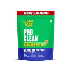 Yogabar ProClean Plant Protein Powder - 25g Protein Per Serve - Chocolate Flavour with Monk Fruit Sweetener - Cleanest & Lightest Protein with Herbs for Easy Digestion - Ideal for Vegan Diet - No Added Preservatives, No Added Sugar (500g Pouch, 13…