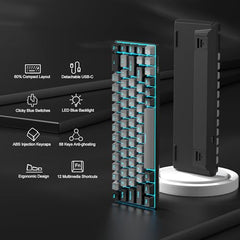 MageGee Portable 60% Mechanical Gaming Keyboard, MK-Box LED Backlit Compact 68 Keys Mini Wired Office Keyboard with Blue Switch for Windows Laptop PC Mac - Blue/White