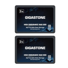 Gigastone Enterprise 2TB NAS SSD (2-Pack) 24/7 High Endurance Business Server Homelab Network Attached Storage Cache RAID 2.5" SATA III Internal Solid State Drive 3D NAND SLC Cache Memory Expansion
