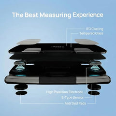 FITTR SENSE Smart Scale Pro, Tracks 50+ Health Metrics, Body Composition, Heart Rate, Body Fat Analysis and More, Auto Identifies User, Seamless FITTR App Sync, Black
