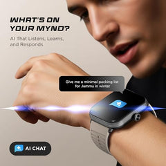 Fastrack MYND 1.93” AMOLED Display Smart Watch for Men & Women with AI Watch Faces,AI Chat,Offline Voice Commands,Curved Metallic Design,Functional Crown,BT Calling, Health Suite,100+ multisport modes