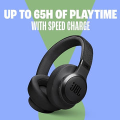 JBL Live 770NC True Adaptive Noise Cancellation Headphones Wireless Over Ear, Spatial Sound, 65Hrs Playtime, Speed Charge, Multipoint Connect & Personi-Fi 2.0, Customized EQ, Google Fast Pair, Black