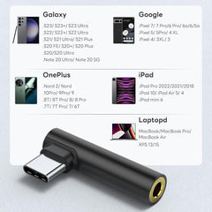 One Plus Original C to 3.5mm Audio Adapter (Pack of 2) | Type-C to AUX Headphone Jack Dongle with DAC Chip | Right-Angle Connector | Compatible with Mi, iQOO, Vivo, iPad Pro & Type-C Devices – Black