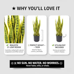 GARDEN GYANI Artificial Areca Palm Plant with Black Pot – 145 cm Tall Faux Tropical Decorative Plant with 35 Leaves for Home, Office & Living Room Décor
