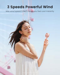 Gaiatop Mini Handheld Fan, Lightweight Hand Fan for Women Cute Design 3 Speed Strong Wind Portable Fan, USB Rechargeable Fan Personal Fan for Indoor Outdoor Travel Makeup(Pink)