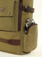 FUR JADEN Eco Friendly Travel 4 Compartment Laptop Backpack Made of Water Resistant Sustainable Canvas and Vegan Leather for Unisex for Travel Hiking Work (Coffee)