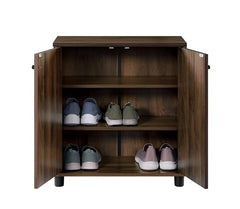 DeckUp Mia 2-Door Shoe Rack (Walnut, Matte Finish)