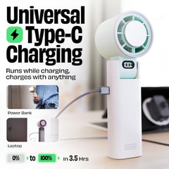 NUUK BFF Personal Hand Fan | 13000 RPM with IceTouch™ | 3600mAh Rechargeable Battery up to 10 hrs | Portable Mini Fan | 100-Speed Dial | For Travel, Office, Makeup & Outdoor | 1 Yr + 1 Month Warranty